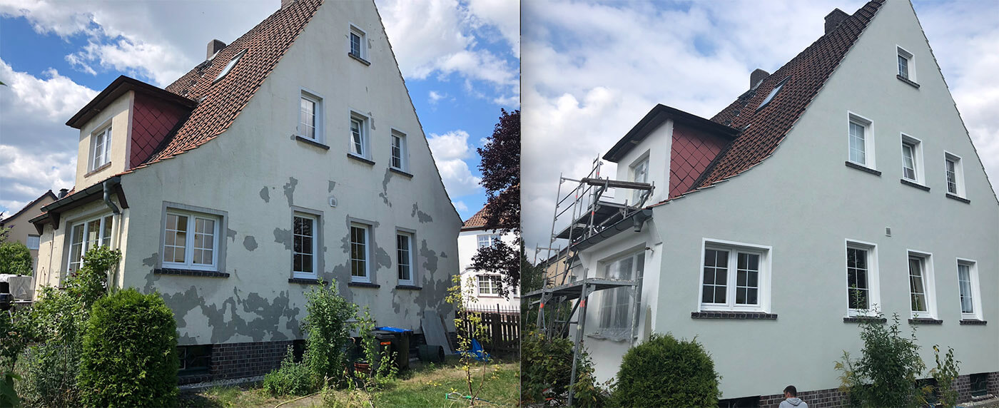 Haus vor und nach der Fassadenrenovierung