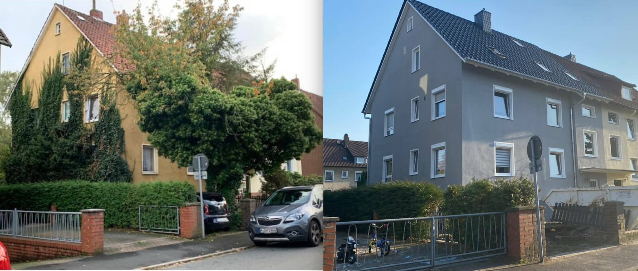 Entfernen von Weinbewuchs und anschließende Fassadenrenovierung in Neustadt am Rübenberge